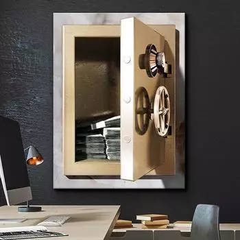 Плакат «Деньги в сейфе», настенный художественный принт, современная креативная картина, холст, картина, офисная гостиная, настенное украшение, украшение для дома, Куадрос 21x30cm No Framed