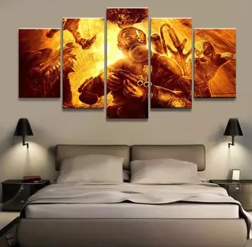 Плакат для домашнего декора, HD-изображения, принты на холсте, 5 шт., модульная игра Metro Exodus, художественная декоративная живопись для гостиной, в рамке, без рамки 20x35cm*2 20x45cm*2 20x55cm*1