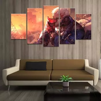 Плакат для домашнего декора HD с изображением печати на холсте, 5 предметов, модульный СОЛДАТ:76 Декоративная картина для гостиной в игре Overwatch в рамке без рамки 20x35cm*2 20x45cm*2 20x55cm*1