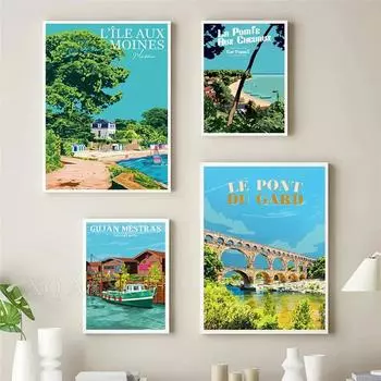 Плакат для путешествий Картина на холсте для домашнего декора, Франция Париж, Ла-Манш, Сен-Мало, туристический город, настенное искусство, гостиная 21x30cm No Framed