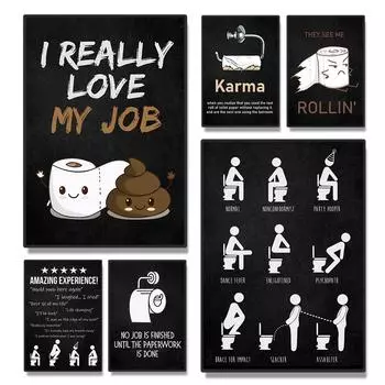 Плакат для унитаза, классический забавный настенный художественный стикер для ванной комнаты, печать на холсте, современные картины, семейная спальня, ванная комната, домашний декор, картина 21x30 No Frame белый