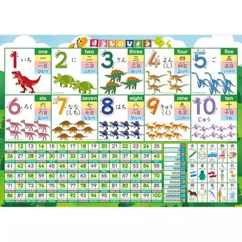 Плакат для ванной школы Suji no Hyou Dinosaur Bath, сделанный в Японии, для изучения цифр, образовательный экзамен, размер B3, водонепроницаемый