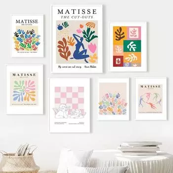 Плакат групповой выставки Матисса Розовый ангел Картина маслом Абстрактная скандинавская настенная художественная печать 21cm30cm NoFrame