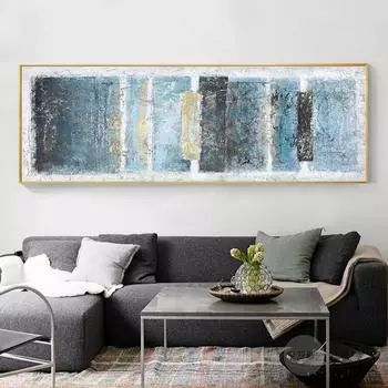 Плакат и принт абстрактная синяя золотая картина на холсте скандинавская настенная картина для гостиной современный домашний декор без рамки подарок 20*40cm