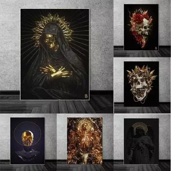 Плакат и принты Санта Муэрте, святой, смерть, HD Ретро Гондурас Живопись Настенное Искусство Холст Настенные Картины Для Гостиной Домашний Декор 21x30cm No Framed