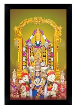 Плакат IBA Indianbeautifulart Sri Ventkteshwara Swamy с рамкой, благоприятный индуистский бог, фоторамка для подарка 6 x 8 inches чёрный