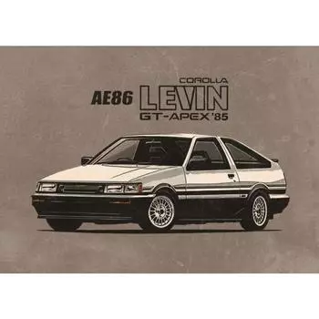 Плакат Initial D Аниме Инициал Дрифт Автомобиль AE86 ТАКУМИ Неоновое Настенное Искусство Кавайный Декор Комнаты Качественная Холщовая Картина Украшение Дома 21cm30cm NoFrame