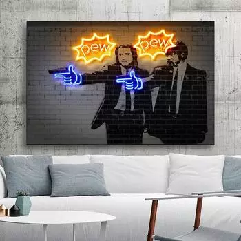 Плакат из фильма «Криминальное чтиво», уличное граффити, неоновый свет, рисунок на холсте, картина с принтом, настенная художественная картина, современная гостиная, домашний декор 21cm30cm NoFrame