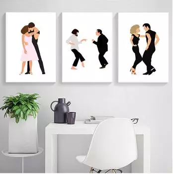 Плакат из криминального чтива, художественный принт, классический постер с фильмом, абстрактный минималистичный настенный художественный танец, холст, живопись, настенные панно, домашний декор, без рамки 21*30cm