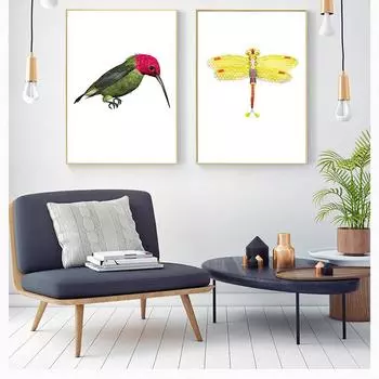 Плакат на скандинавскую тему, акварельный дятел, холст, настенные панно для гостиной, детское украшение, настенная картина, детская комната 21cm30cm NoFrame