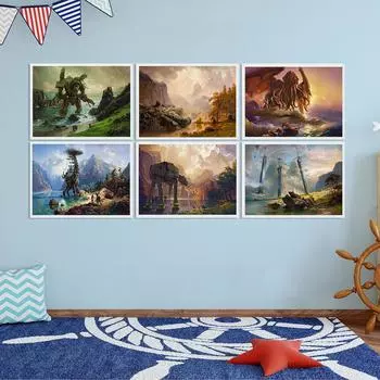 Плакат на скандинавскую тему, пейзаж, холст, картина, абстрактная картина в стиле фильма, пастиш, настенный художественный принт, современная картина, гостиная, домашний декор 21x30cm No Framed