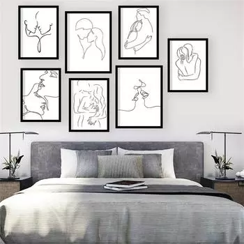 Плакат о любви в скандинавском стиле, черно-белый холст, живопись, энтузиасты, настенная живопись для гостиной, украшение в скандинавском стиле 21cm30cm NoFrame