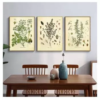 Плакат Петрушка Шалфей Розмарин Тимьян Кулинарная Настенная Картина Картина на холсте Кухонный Декор Специи Травы Печать Винтаж Ботанический Без Рамки 21*30cm