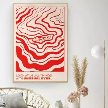 Плакат-подтверждение 70-х годов, красная настенная живопись, модный принт в стиле хиппи, винтажная картина на холсте, психоделическая комната, домашний декор, постер с глазами 21x30cm No Framed