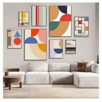 Плакат с абстрактными линиями, картина на холсте, настенные художественные принты, фотографии для гостиной, домашний декор Cuadros, скандинавский ретро-геометрический узор 21cm30cm NoFrame