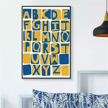 Плакат с алфавитом, скандинавские настенные художественные буквы, печать на холсте, цитаты, декор для детской комнаты, украшение дома, настенные панно 21cm30cm NoFrame