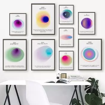 Плакат с аурой и энергией Закон притяжения Цитата Художественная печать Абстрактная градиентная картина на холсте Минималистский декор для дома Настенная картина 21x30cm No Framed