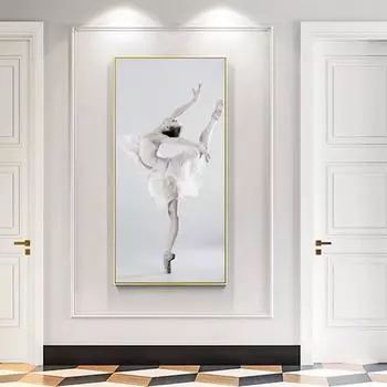 Плакат с балериной для девочек и принтом, абстрактная белая картина на холсте, современный домашний декор, уникальная настенная художественная картина для гостиной 20cm40cm NoFrame