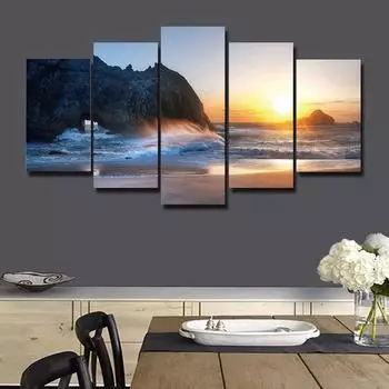 Плакат с большими валунами на восходе солнца, 5 шт., современный домашний декор для стен, холст, картина, HD печать, картина на холсте для гостиной 20x35cm*2 20x45cm*2 20x55cm*1