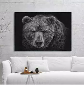 Плакат с черным медведем и печать на холсте, настенные картины, современное минималистское искусство для гостиной, украшения дома 21x30cm No Frame