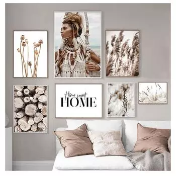 Плакат с цитатами, холст, настенный художественный принт, природный пейзаж, декоративная скандинавская картина, дикая женщина в стиле бохо, пшеница, растение для дома 21cm30cm NoFrame