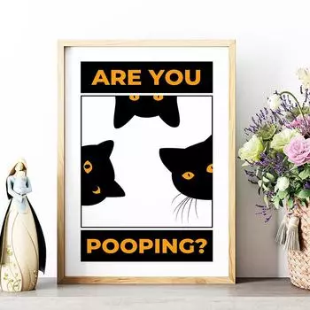 Плакат с цитатой «Кот в ванной», настенная живопись на холсте, туалеты, типография, забавные принты, домашний декор 21x30cm No Framed