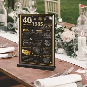 Плакат с днем рождения, акриловая вывеска, 30-й/40-й/50-й/60-й/65-й/70-й/80-й день рождения, подарки, настольный плакат, украшение для вечеринки по случаю дня рождения, принадлежности C розового золота