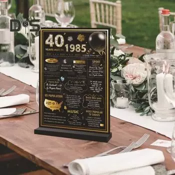 Плакат с днем рождения, акриловая вывеска, 30-й/40-й/50-й/60-й/65-й/70-й/80-й день рождения, подарки, настольный плакат, украшение для вечеринки по случаю дня рождения, принадлежности D золотистый