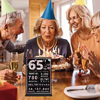 Плакат с днем рождения, акриловая вывеска, 30-й/40-й/50-й/60-й/65-й/70-й/80-й день рождения, подарки, настольный плакат, украшение для вечеринки по случаю дня рождения, принадлежности C золотистый