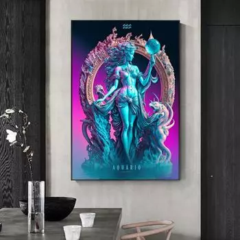 Плакат с двенадцатью созвездиями, настенный художественный холст, эстамп, фэнтези, астрология, созвездие судьбы, картина для гостиной 21cm30cm NoFrame