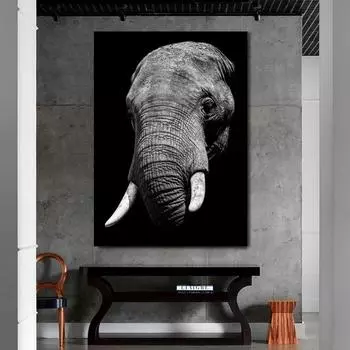 Плакат с головой слона, напечатанный на холсте, стене, гостиной, украшение поп-художника 21cm30cm NoFrame