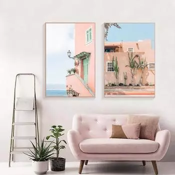 Плакат с исламской архитектурой, растительный пейзаж, холст, картина, настенная художественная печать, скандинавская простота, дорожные фотографии для домашнего декора 21cm30cm NoFrame