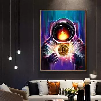 Плакат с изображением астронавта, напечатанный на холсте, стене, поп-арт в гостиной 21cm30cm NoFrame