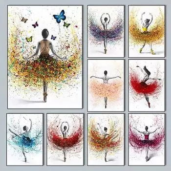 Плакат с изображением балерины, цветочная картина на холсте с изображением танцора, настенная живопись в стиле балета, принты для танцевальной студии, домашний декор, современная фреска 21cm30cm NoFrame