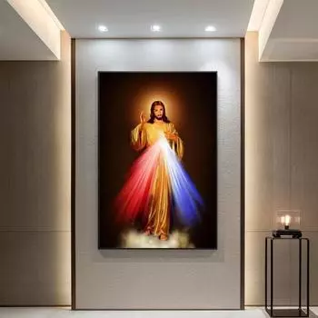 Плакат с изображением Иисуса Христа «Милосердие современного Бога» и фрески с гравюрой 21cm30cm NoFrame