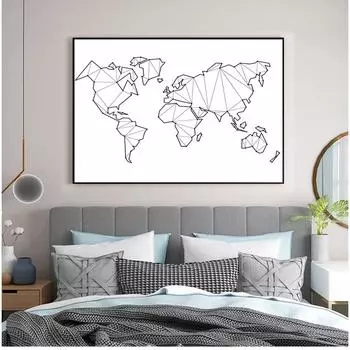 Плакат с изображением мира, холст, картина, украшение для дома, абстрактная карта мира, холст, художественная печать, настенные картины, геометрическая низкополигональная карта 21cm30cm NoFrame