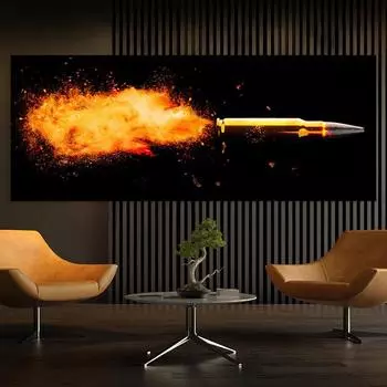 Плакат с изображением взрыва пули, печать на холсте, настенная картина, современный большой размер, гостиная, домашняя эстетическая декоративная картина, куадрос 20X60cm Unframed