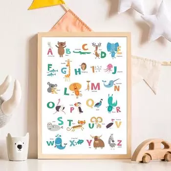 Плакат с изображением животных в стиле сафари, детская картина на холсте в стиле бохо, принт на стену в скандинавском стиле для детской комнаты, домашний декор 21x30cm No Framed