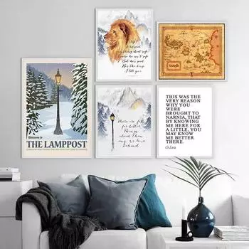 Плакат с картой Нарнии, принты «Хроники Нарнии», винтажный стиль, фэнтезийные карты, настенная художественная картина, картина на холсте, декор для дома и комнаты 21cm30cm NoFrame