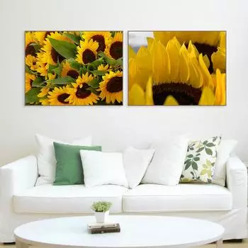 Плакат с подсолнухом, холст, настенная художественная печать, современный цветочный полевой пейзаж, декоративная живопись, картины для домашнего декора без рамы 21cm30cm NoFrame