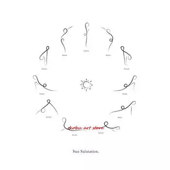 Плакат с позами йоги Приветствие Солнцу Приветствие Луне Принт Картина на холсте Бохо Настенное искусство Картина Комната для медитации Декор йога-студии 21cm30cm NoFrame