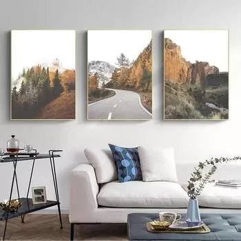 Плакат с природными пейзажами, настенная живопись на холсте, скандинавская горная дорога, пейзаж, картина, домашний декор, принт для дизайна гостиной 21*30cm
