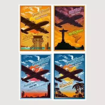 Плакат с самолетом в стиле ретро, украшение для комнаты, кафе, живопись, бар, клуб, кухня, семейный человек, пещерная стена 21cm30cm NoFrame