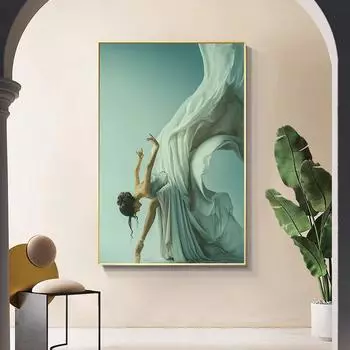 Плакат с танцующей балетной девушкой, элегантная комната, современные декоративные картины, холст, настенная художественная картина для гостиной, домашний декор, эстетическая 21x30cm No Framed