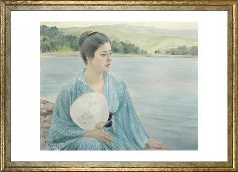 Плакат Seiki Kuroda Размер A3 Интерьерные обои Живопись Искусство Плакат Золотая рамка (Лейксайд)