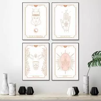 Плакат Таро, классическая мандала, солнечные принты, ретро настенная живопись на холсте, картины, скандинавские современные украшения для комнаты, безрамное 21cm30cm NoFrame