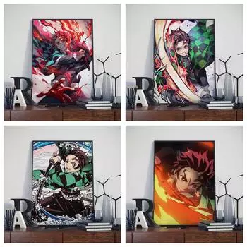 Плакат «Убийца демонов», японский классический аниме персонаж, художественное украшение для дома, картина маслом, детская комната, кафе 21cm30cm NoFrame