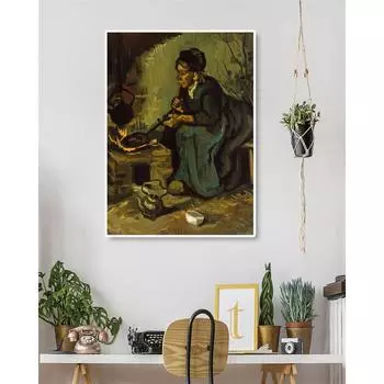 Плакат Ван Гога с изображением женщины-фермерки, готовящей у камина, напечатанный на холсте на стене в гостиной, доме в стиле поп-арт 21cm30cm NoFrame