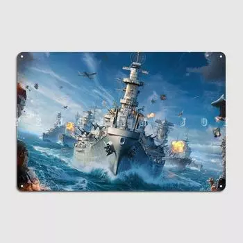 Плакат World Of Warships, металлическая доска, стена паба, настенная роспись, жестяная вывеска, плакаты 20x30cm