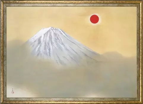 Плакат Yokoyama Taikan Размер A3 Японская живопись Интерьерные обои Живопись Искусство Обои Плакат (Инкен Сияющий) (Золотая рамка)